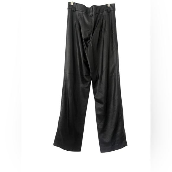 Zara Black Vegan Leather Full Length Straight Leg Pants Medium - Picture 3 of 7